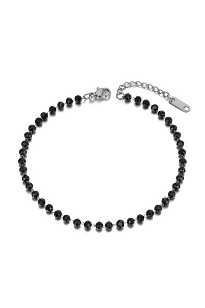 Choice A21029P Lokaer Fashion Black CZ Crystal Charm خلخال للنساء والفتيات سلسلة وصل من الفولاذ المقاوم للصدأ Bohe