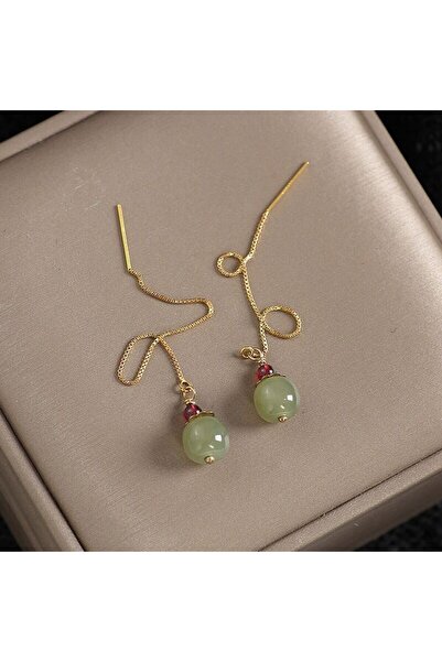 Choice XZBT046 VENTFILLE Gold Color Hetian Jade Earrings for Women Green Round Jewelry Girls Gift Dropship