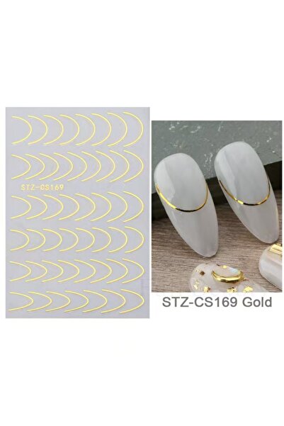 Choice مجموعة من 3 ملصقات أظافر بخطوط بسيطة ثلاثية الأبعاد باللون الذهبي الور...