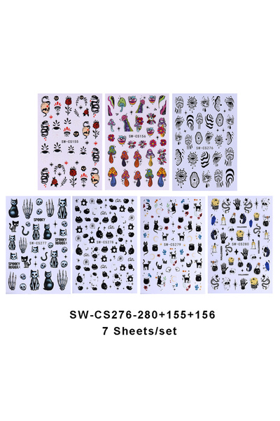 Choice SW-CS276-280 155 156 7 قطع ملصقات أظافر ثلاثية الأبعاد لعين الشر في ال...
