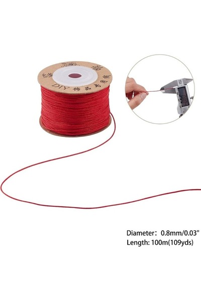 Choice AECH05-10655 1 لفة 100 متر/لفة 0.8 مم حبل خيط نايلون خيط سوار حبل عقدة صينية أحمر