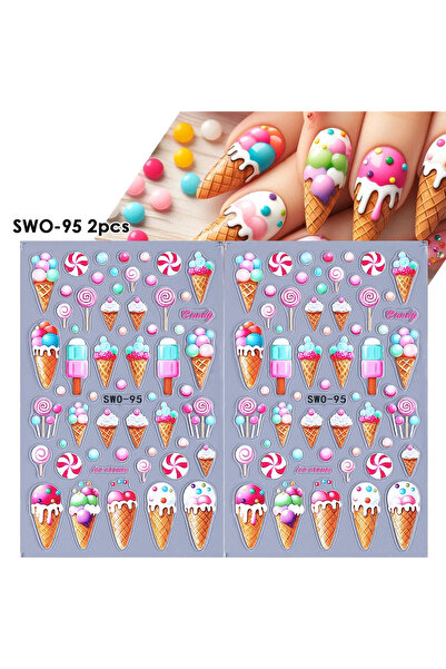 Choice ملصقات أظافر SWO-95، قطعتان، بتصميم Sweet Element، على شكل زهرة بسيطة،...