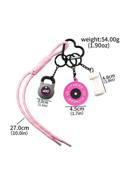 Miniso BG00061-08 سلسلة مفاتيح معدات اللياقة البدنية، مصنوعة من المعدن، على شكل دمبل، قلادة رياضية، قلادة حقيبة Miu محمولة