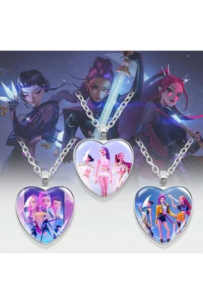 Miniso 3 قطع 2025*قلادة على شكل قلب من سلسلة صائدي الشياطين من فرقة كيبوب - ق...