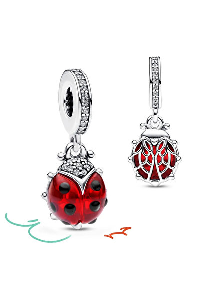 Choice CMS1808 Otantik 925 gümüş kırmızı Ladybird مورانو كام استرخى سحر صالح الأصلي عموم bilezik DIY kızl