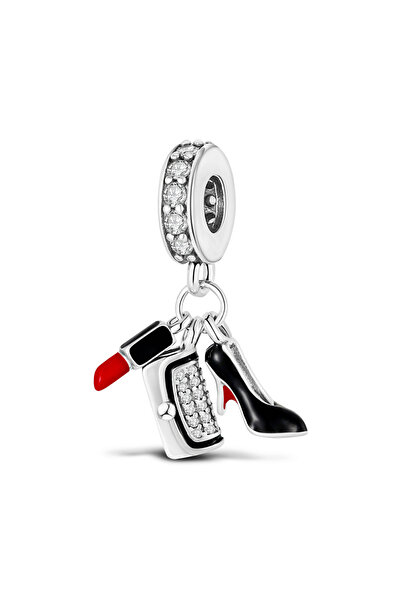 Choice KTC087 سوار أصلي من الفضة عيار 925، مزين بتعليقات على شكل حذاء باليه أ...