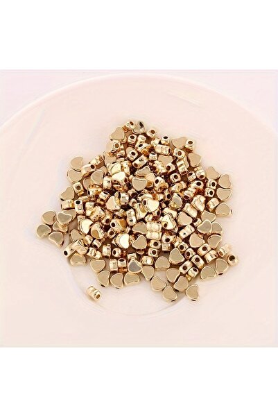 Choice 200 قطعة من خرزات بلاستيكية مطلية بالكهرباء على شكل قلب حب أنيق من الذهب لإكسسوارات الحرف اليدوية