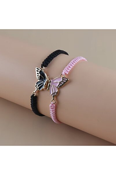 Choice سوار نسائي من قطعتين من الحبل المضفر باللونين الأسود والأبيض والأزرق و...