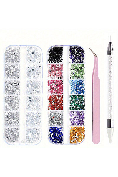 Choice مجموعة White2 Nails Art متعددة الأحجام من أحجار الراين أكريليك المسطحة...