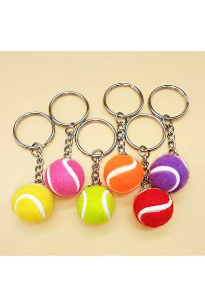 Choice مجموعة من 6 قطع من سلسلة مفاتيح معدنية على شكل كرة تنس، سلسلة مفاتيح للسيارة، حلقة مفاتيح رياضية، فضية اللون