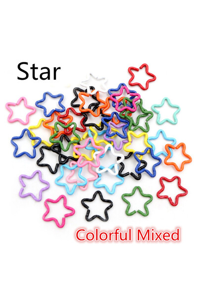 Choice حلقات قفز على شكل نجمة ملونة مطلية بالذهب والفضة مكونة من 50 قطعة/مجمو...