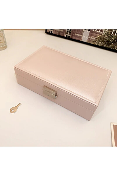 Choice علبة مجوهرات أنيقة بلون وردي فاتح للنساء، علب أقراط فاخرة، مقاومة للغب...