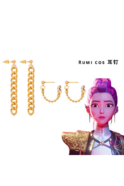 Miniso أقراط رومي (زوجان/مجموعة) - أقراط تنكرية مستوحاة من شخصية رومي في مسلسل صائدي الشياطين الكوري - مشبك للأذنين - مناسبة لأزياء التنكر ولعب الأدوار