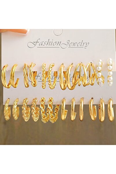 Choice أقراط دائرية هندسية أنيقة من Golden4 مكونة من 24 قطعة بنمط ملتوي متعدد...