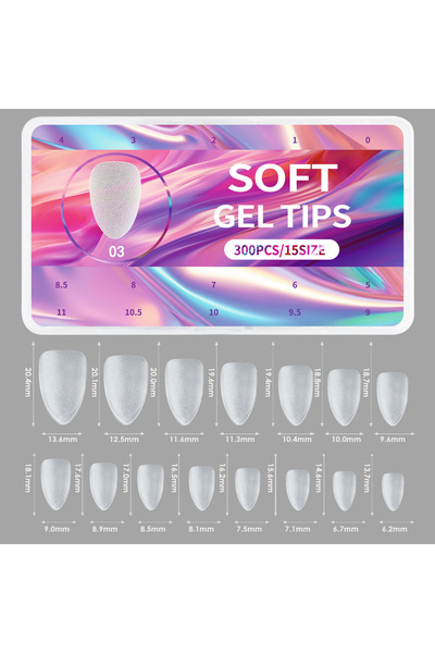 Choice 03 جديد 300 قطعة أظافر صناعية غير لامعة بدون تلميع، أظافر صناعية متوسط...