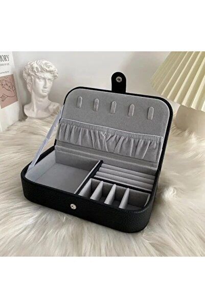 Choice صندوق مجوهرات محمول أسود 2024 منظم مجوهرات عرض صناديق مجوهرات سفر بأزر...