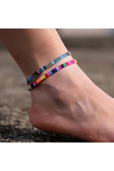 Choice 21ky0410-4 قطعتان/مجموعة خلخال بوهيمي للرجال والنساء مصنوع يدويًا من حبل الصداقة للشاطئ حافي القدمين