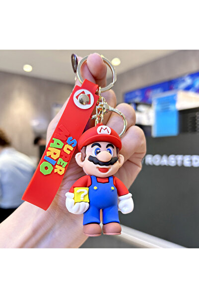 Miniso ب 2024 جديد إبداعي الكرتون قطرة الغراء سوبر ماريو سلسلة مفاتيح لطيف عمل الشكل ماريو حقيبة الظهر سيارة ج.