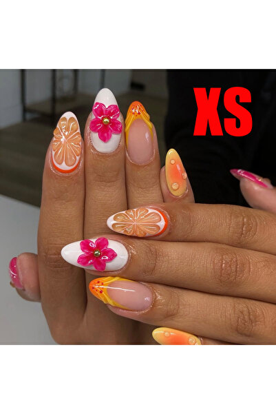 Choice مجموعة أظافر صناعية قصيرة على شكل فيونكة حمراء، 10 قطع - تغطية كاملة ل...