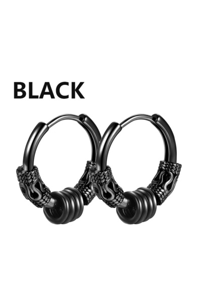 Choice StyleB-Black-زوج واحد من الأقراط الدائرية المصنوعة من الفولاذ المقاوم للصدأ للرجال والنساء بتصميم هيب هوب توتم