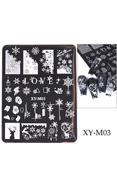 Choice XY-M03 1 قطعة من ألواح ختم الأظافر، استنسل طباعة فولاذي فرنسي لعيد الم...