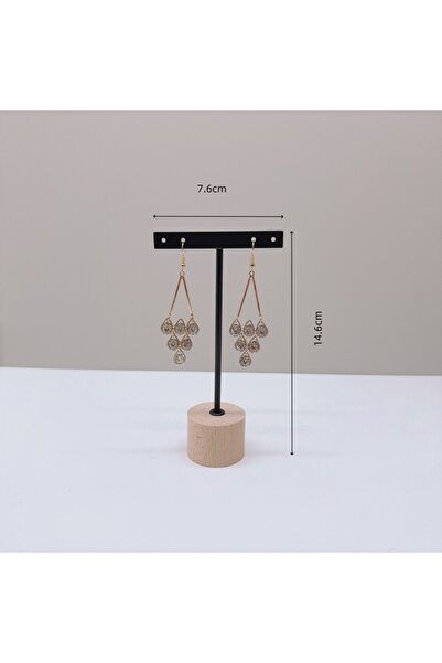 Choice Black M Metal T Bar Earring Display Stand Jewelry Stand with Wooden Ro...