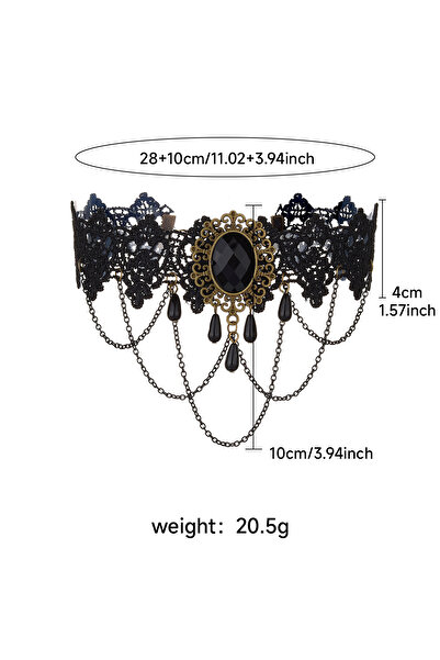 Choice قلادة نسائية مطلية بالفضة على الطراز القوطي، سلسلة عنق من الدانتيل وال...