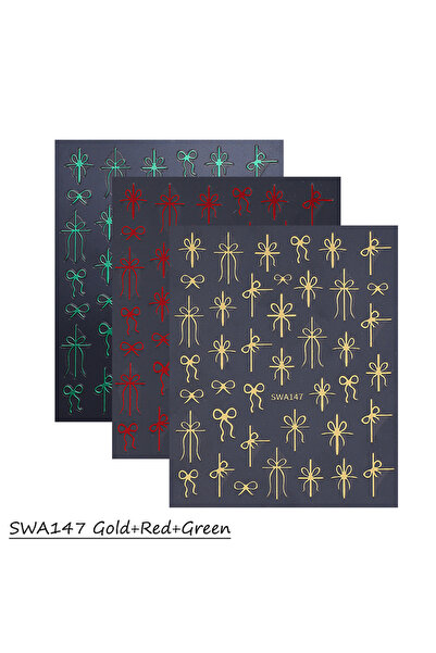 Choice ملصقات أظافر SWA147 ثلاثية الألوان، 3/6 قطع، بتصميم خطوط فرنسية على شك...