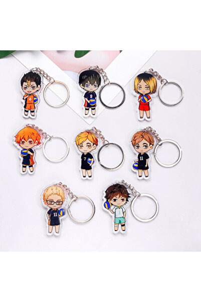 Miniso 5 سم 9 أنيمي هايكيو توبيو كاجياما سلسلة مفاتيح لطيفة إكسسوارات كلاسيكية من الأكريليك حقيبة سحر حقيبة ظهر