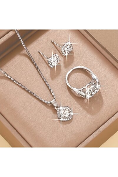 Choice مجموعة مجوهرات YF0211-2 مكعب فاخرة للنساء، مجموعة قلادة وأقراط وخاتم أ...