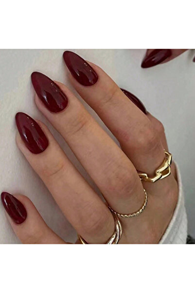 Choice أظافر صناعية فرنسية بسيطة متوسطة الحجم باللون الأحمر، 24 قطعة، مع جل جيلي واحد ومبرد أظافر واحد