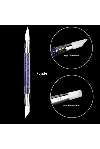 Choice 1 قطعة أزرق داكن 1/5 قطع من قلم نحت فن الأظافر ذو طرفين من السيليكون أ...