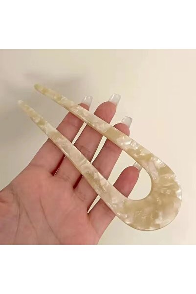 Choice دبوس شعر على شكل حرف U باللون البيج للنساء، دبوس شعر على شكل رأس كرة ا...