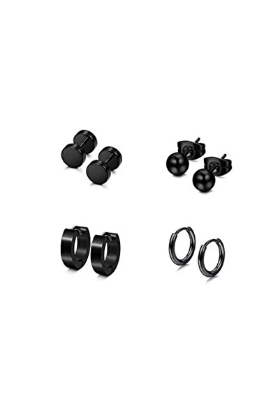 Choice 4 أزواج من الأقراط السوداء، 16 زوجًا من الأقراط الدائرية للرجال، أقراط...