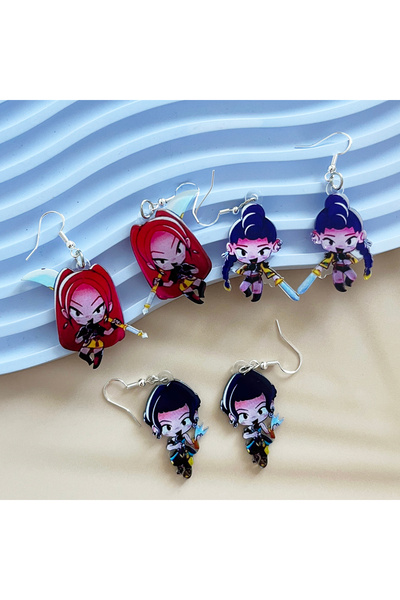 Miniso 3 أزواج من الأقراط، 2/3/5 أزواج من أقراط الأكريليك من نوع بانك كي بوب صائدي الشياطين للنساء من ميرا رومي وزوي ديربي تي