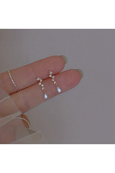 Choice Multicolor Gold-color 1 pair of elegant long water drop zircon pendant...