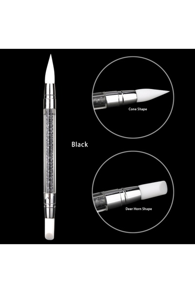 Choice 1 قطعة سوداء 1/5 قطع من قلم نحت فن الأظافر ذو طرفين من السيليكون أدوات...