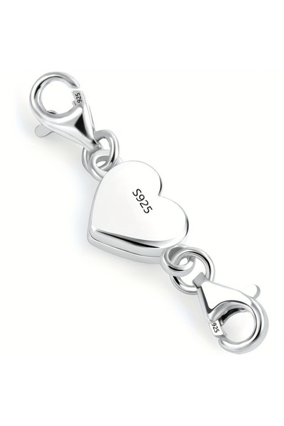 Choice مشبك مغناطيسي فضي اللون على شكل قلب، مشبك قلادة مغناطيسي مع سلسلة مزدو...