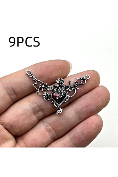 Choice 9PCS red 9PCS Fashionable retro rose vine heart-shaped collarbone pend...