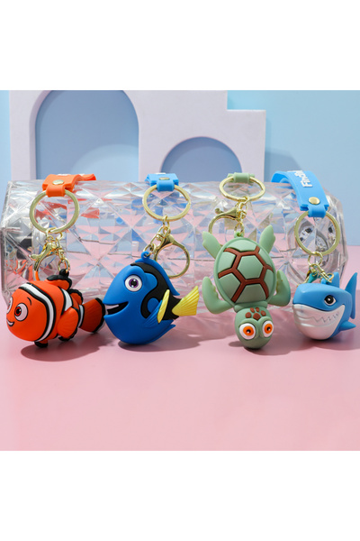Miniso سلسلة مفاتيح شخصية ديزني البحث عن نيمو مكونة من 4 قطع، على شكل سمكة قب...