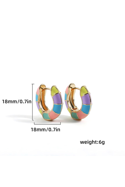Choice Colorful 2 Cute Enamel Colorful Block Huggies Earrings for Women Rainb...