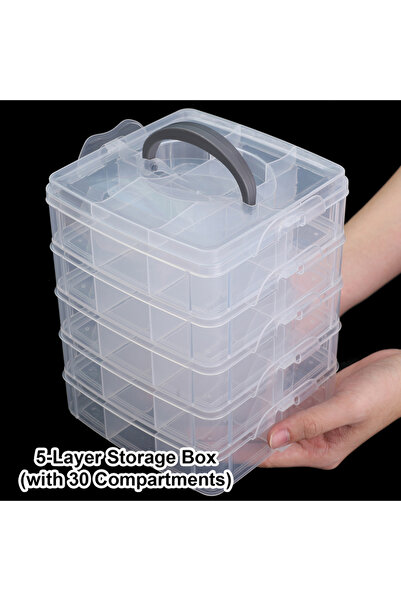 Choice صندوق تخزين قابل للتعديل بخمسة مستويات و3/4/5 طبقات، أدوات خياطة يدوية...