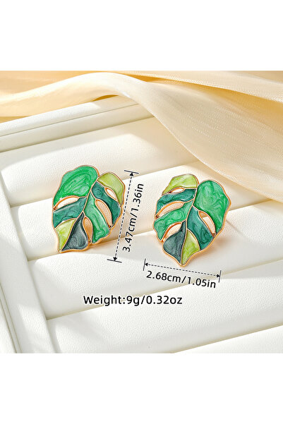 Choice QIANLVSE 1 Pair of Women's Alloy Colorful Oil Drop Leaf Earrings