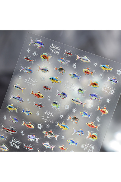 Choice ملصقات أظافر TO5176 5D على شكل أسماك أعماق البحار لامعة وملونّة بفقاعا...