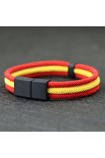 Choice سوار جديد للرجال من إسبانيا برمز العلم الملون بثلاث طبقات قابل للفتح م...