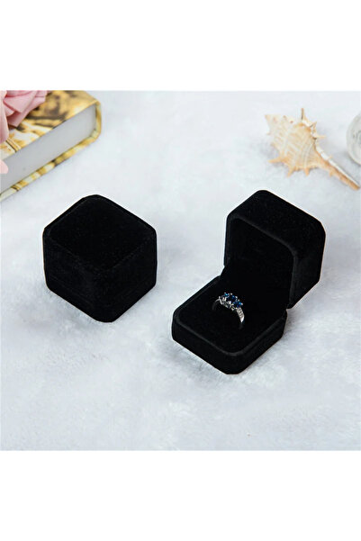 Choice صندوق خاتم أسود مستدير من الفلانيل، صندوق مجوهرات مزخرف، صندوق تخزين ش...