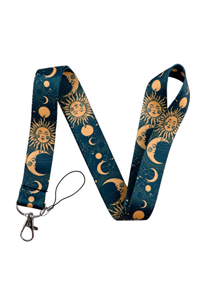 Choice 1 حزام رقبة على شكل وجه الشمس والقمر وسلسلة مفاتيح وغطاء بطاقة الهوية ...