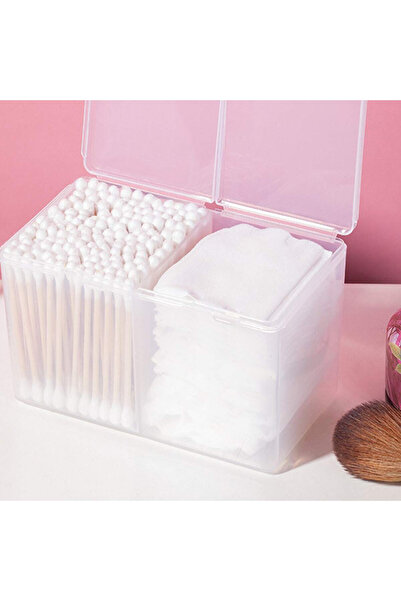 Choice صندوق تخزين مناشف الأظافر شفاف من قطعة واحدة، صندوق تخزين من القطن، خل...