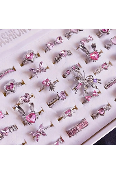 Choice مجموعة خواتم وردية قابلة للتغيير الحجم مكونة من 10 قطع من الزركون الصن...