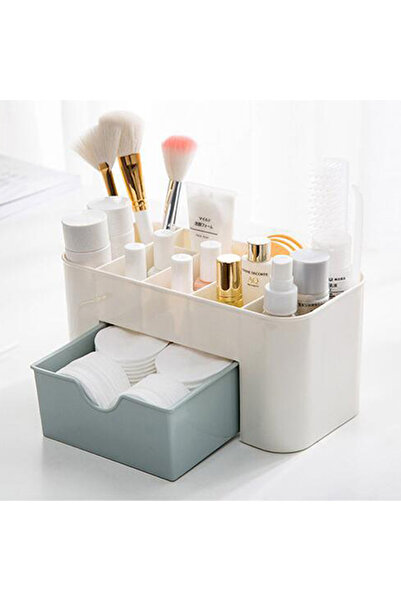 Choice صندوق تخزين للأظافر الزرقاء، حاوية لتخزين أعواد القطن، ملحقات صندوق تخزين أدوات تنظيف سطح المكتب متعددة الوظائف